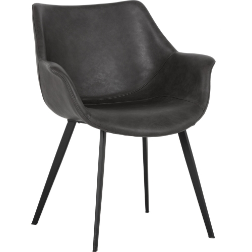 Mason Accent Chair in Town Grey Leatherette on Black Iron Legs